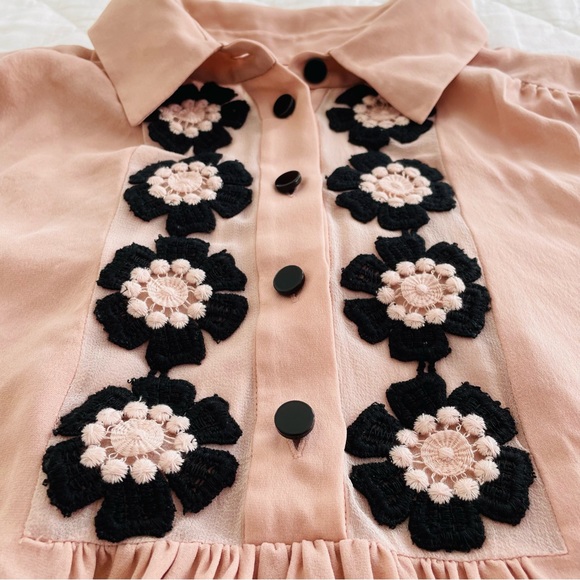 Kate Spade Daisy Pink 100% Silk Button Down Top Blouse - Picture 5 of 9